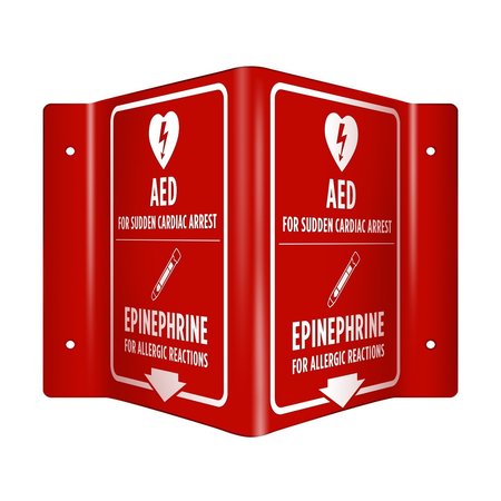 AEK AED  EPINEPHRINE For Allergic Reactions 3D Sign EN9382